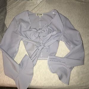 LF (Love) long sleeve tie crop top